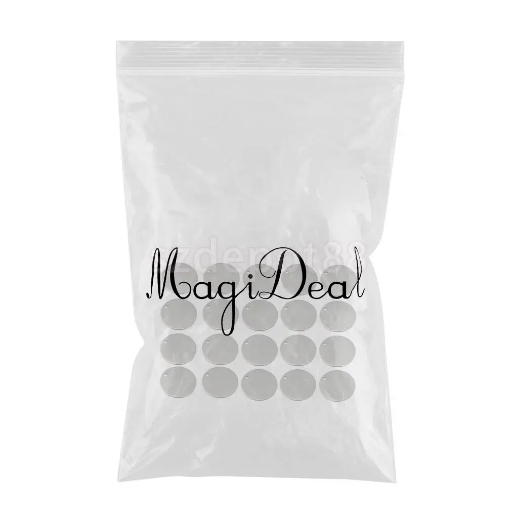 20 Pieces Round Stainless Steel Tag Necklace Findings Pet Identification Round Metal Stamping Charms
