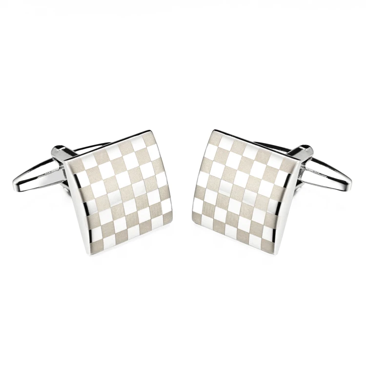 Silver Gold Color Square laser Cufflinks (2)