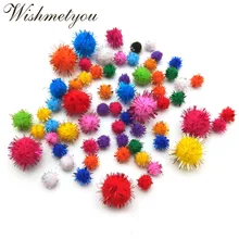 

WISHMETYOU 100pcs 10/15/20/25mm Colorful Sequin Pompom Balls For Kids Diy Glitter Foam Balls Handmade Crafts Supplies Fur Balls