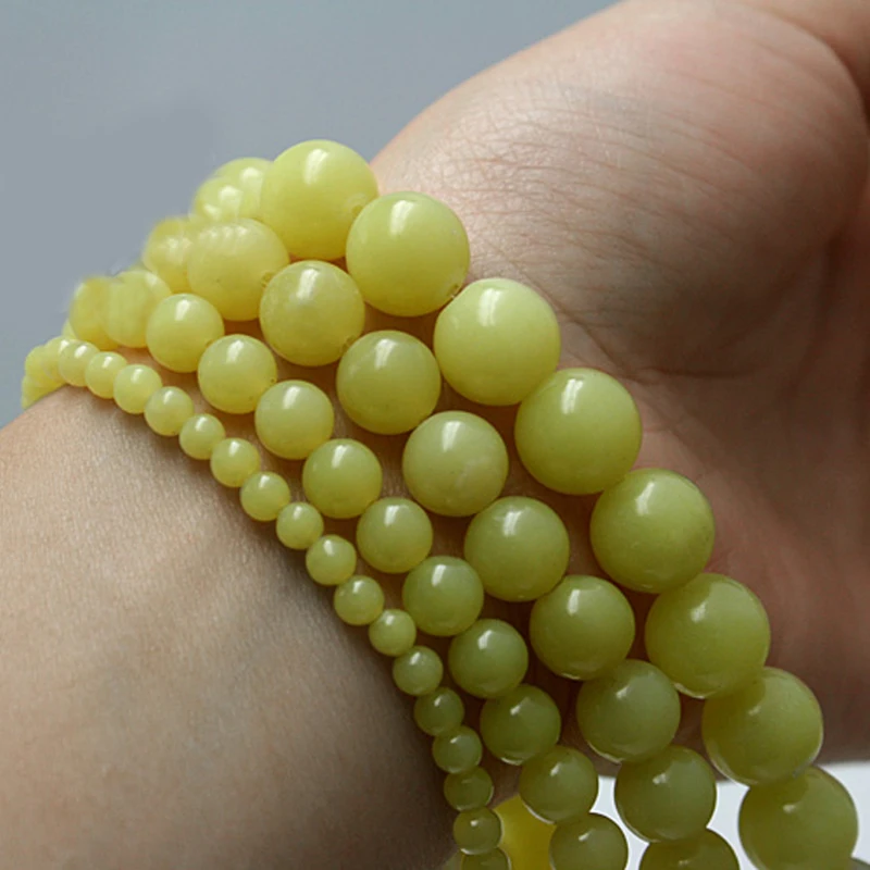 Hot Sale Wholesale 4 10mm Natural bead Lemon yellow round Stone Beads