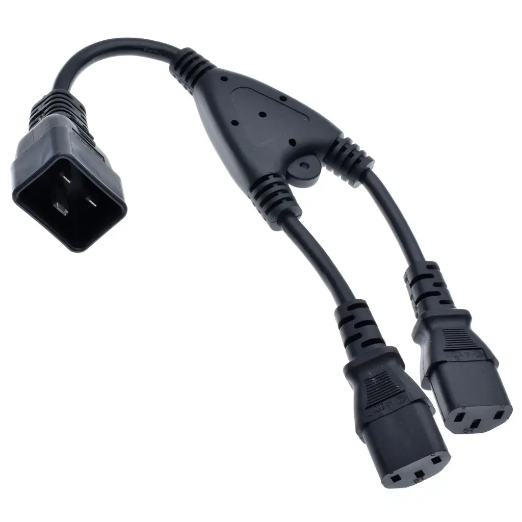 IEC 320 C20 Мужской до 2 х C13 Женский Y Splitter кабель, C13 C20 Мощность шнур сервер UPS Мощность кабель, 32 см, 1 шт