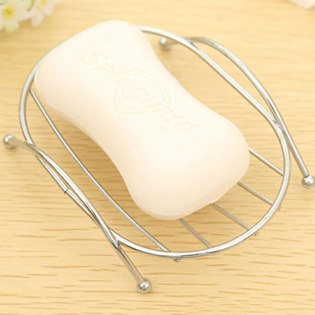 

Bathroom Soap Holder Stainless Steel Rack Oval, Rectangle Tray Silver Strainer Shelf