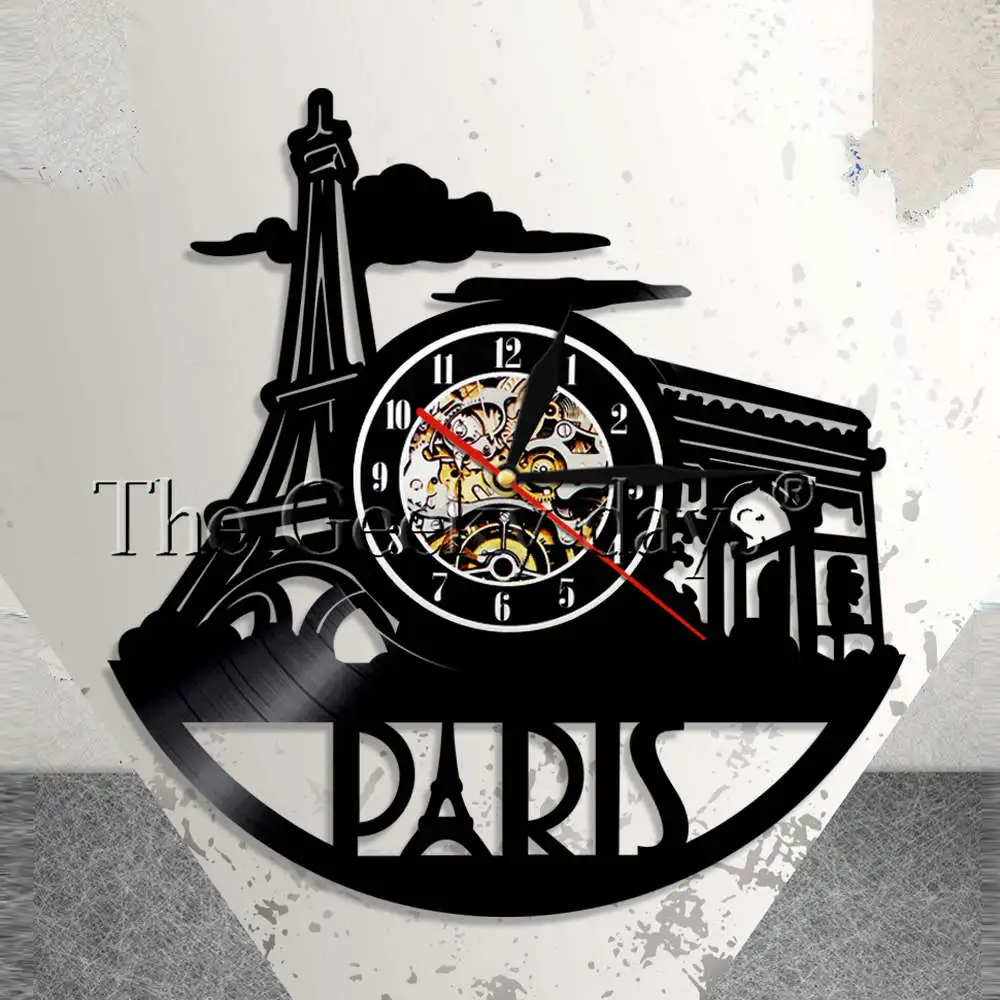 Paris Clock Vinyl Record Paris Skyline Wall Decor Paris