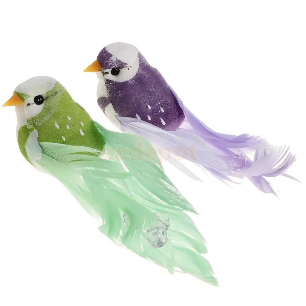 2pcs Artificial Birds Feather Foam Simulation Birds Home Decor