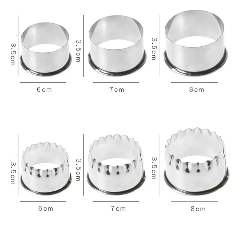 3PCS 403 Stainless Steel Dumpling Mold Round Biscuit Product Selling Point Kitchen Accessories Silver Round Molds 40MR0414