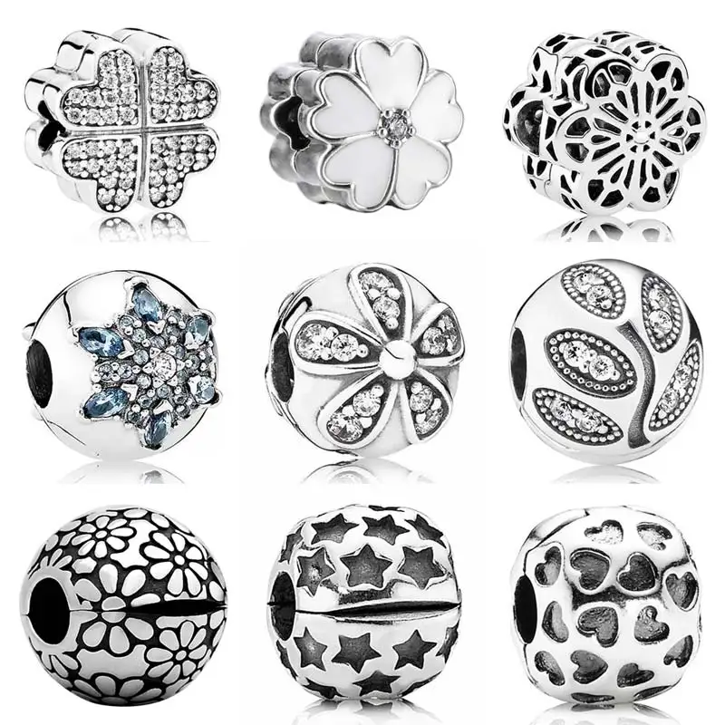 

Crystallised Snowflake Dazzling Daisies Primrose Flower Clip Stopper Bead Fit Pandora Bracelet 925 Sterling Silver Charm Jewelry