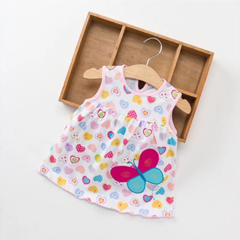 

2018 Baby Dress Summer New Cotton Printed Infant Dress Ruffles Sleeveless Kids Dresses for Girls Cute Newborn Dress 0-2years old
