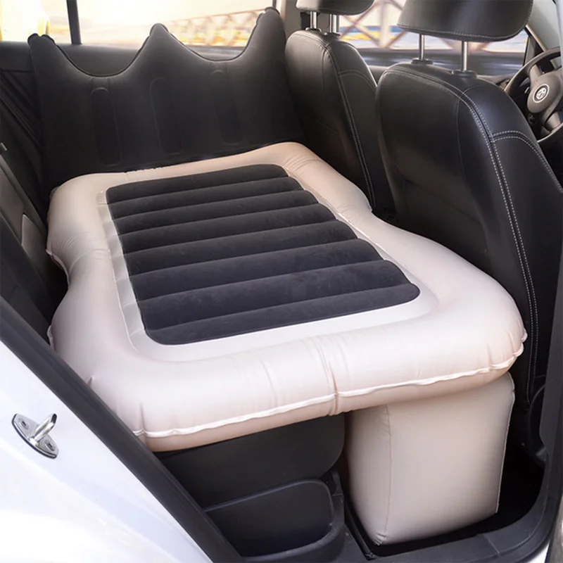 Флокированная автомобильная кровать автомобильные внутренние принадлежности Автомобильная дорожная кровать надувная кровать автомобильный дорожный матрас чехол на заднее сидение автомобиля - Название цвета: Черный