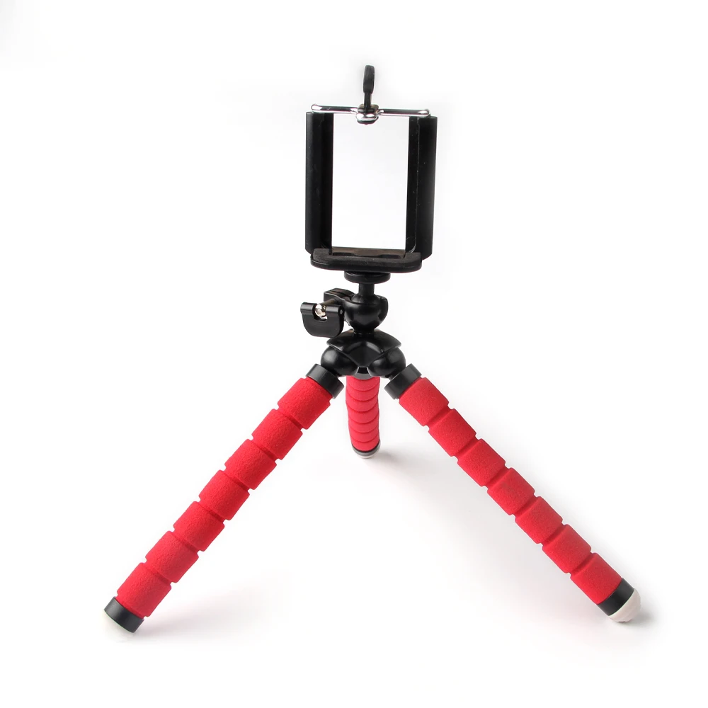Universal Phone holder flexible tripod, camera stand red