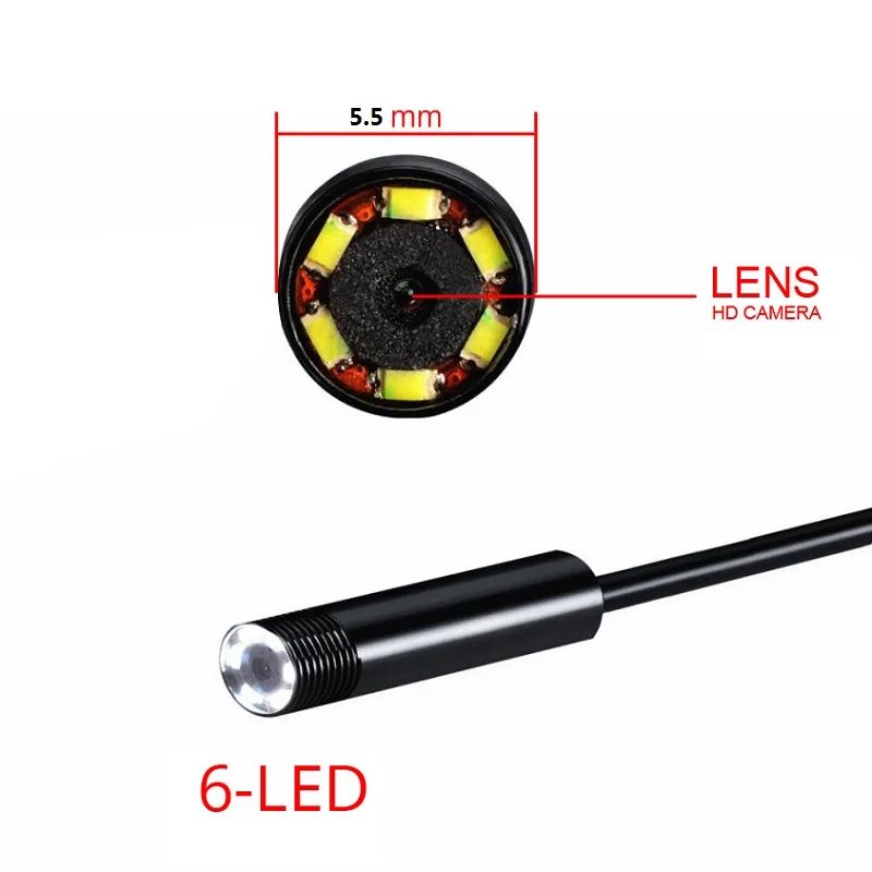 pipe 5mm steel Micro Endoscope 5.5mm Camera Lens Android USB 2in1 1.5m