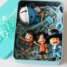 One Piece Keychain Pendant Luffy Qiaoba KeyChain Action Figure Doll Bag Pendant For children/boys birthday gift with gift box