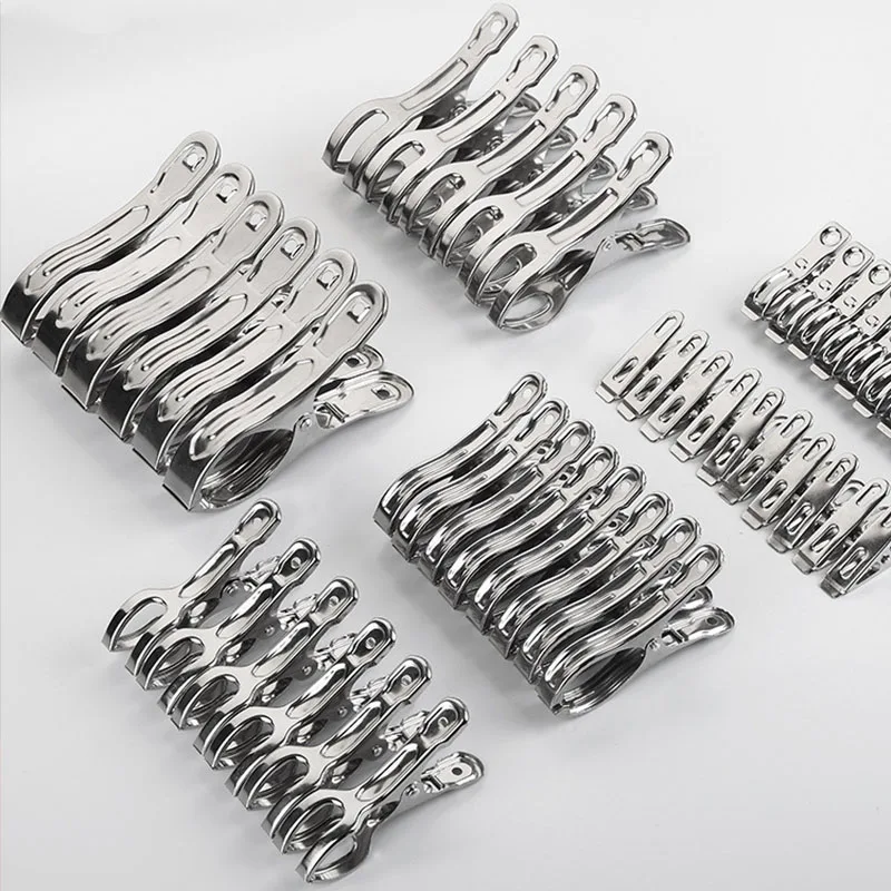 Laundry Drying Hanger Metal Clamps Clothes Peg Quilt Clamp Food Sealing Clip Stainless Steel 1 Set Multifunction Windproof | Дом и сад