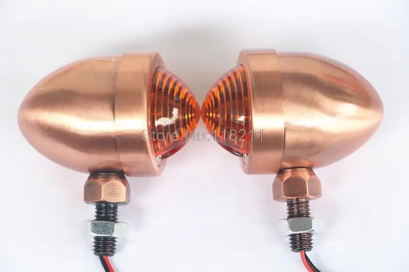 

MOTOWOLF 2x Universal Custom Copper Anodized Billet Aluminum Bullet Shape Panhead Turn Signal Light Mounting