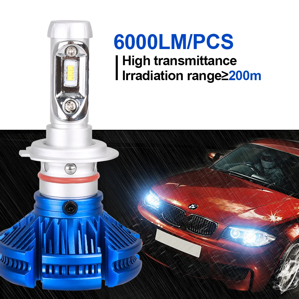H7 H4 Светодиодная лампа для автомобильных фар H1 H11 9005/HB3 9006/HB4 12V 6500K светодиодная
