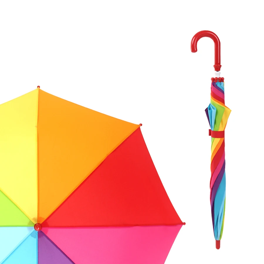 

Ultra Light Princess Kids Handle Umbrella Color Children UV Rain Small Umbrella Windproof Paraguas Invertido Rainbow-Umbrella 08