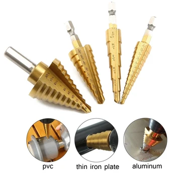 

GTBL 4pcs HSS Titanium Coating Step Drills, Step Drills