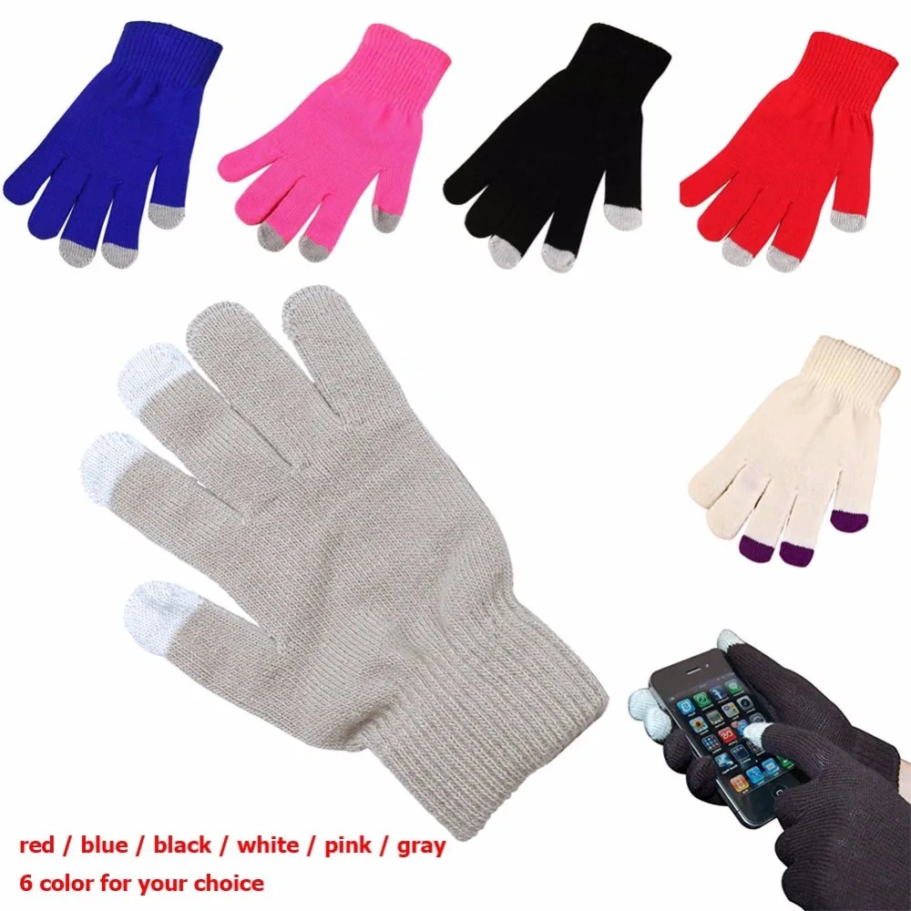 Зимние перчатки для женщин и мужчин унисекс вязаная теплая рукавица для разговора и сенсорного экрана перчатки для мобильного телефона