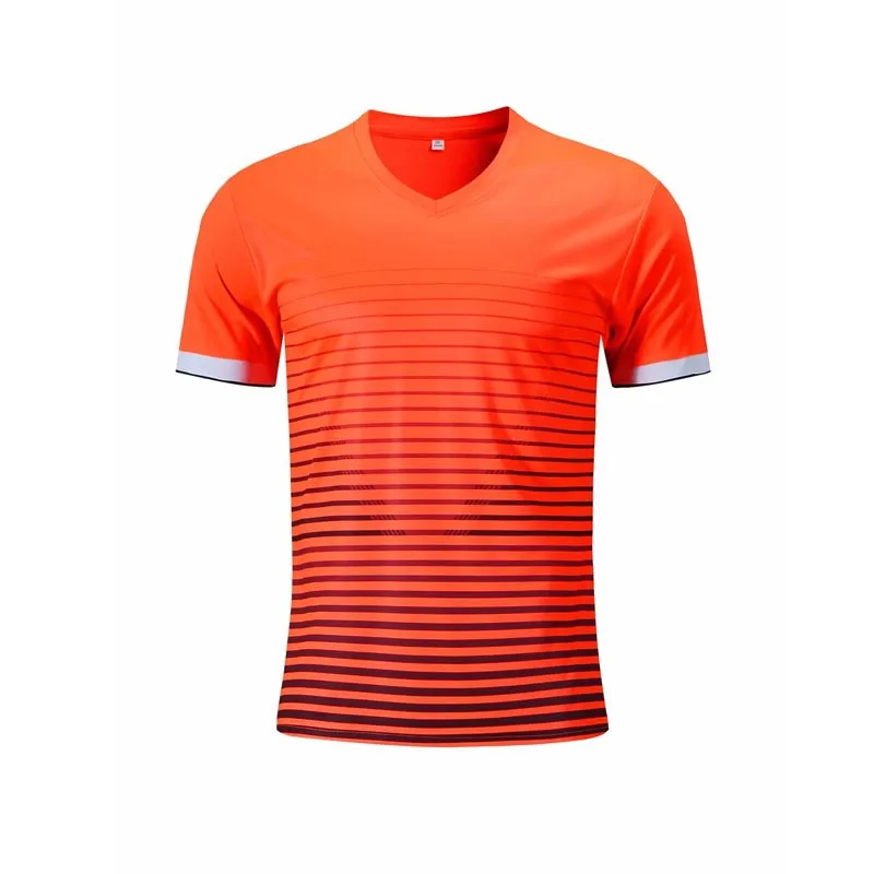 Мужские футбольные майки для взрослых мальчиков, тренировочные майки, дышащие быстросохнущие футболки для футбола, одежда для бега с коротким рукавом на заказ - Цвет: 8053 orange