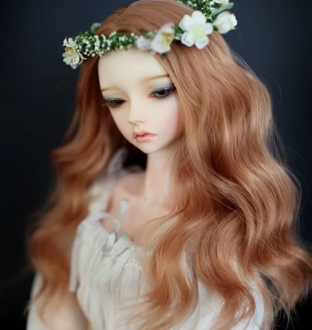 

doll accessories 1/3 bjd wig doll hair wig long big curly wavy girl female gentle goddess middle parted high temperature - GA86