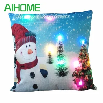 

Christmas Lighting LED Throw Pillowcase Cover Cushion Printed Nonwoven Square Home Flashing home throw pillow covers 45x45cm