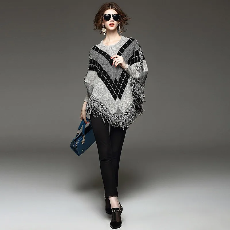 Новинка 2018 года Европейский осень для женщин's рукав "летучая мышь" кисточкой зимний свитер пуловеры для с длинным рукавом кисточк