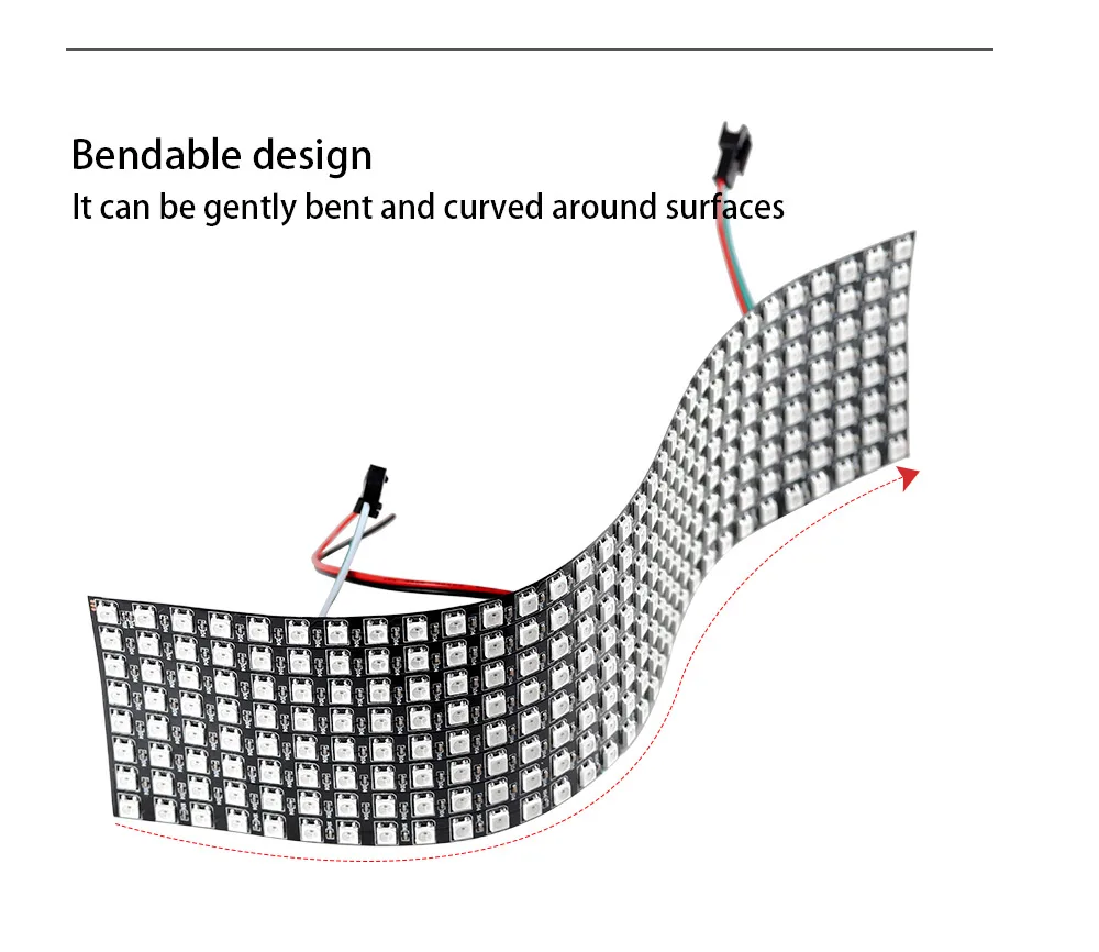 WS2812B Гибкий цифровой светодиодный Pixel Панель Экран индивидуально адресуемых 5050 RGB полный Цвет 64 256 Пиксельная лента