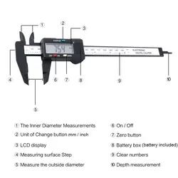 150 мм 6 дюймов ЖК дисплей цифровой суппорт Электронный штангенциркуль углерода волокно датчик микрометр измерительный инструмент батарея в