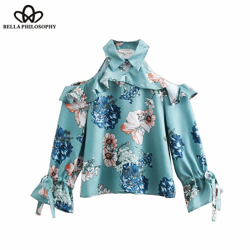 Wonder Spring Sexy Halter Blouse Shirts Vintage Long Flare Sleeve Female Loose Blouse Sweet Casual Lady Lace-Up Tops 2019 new