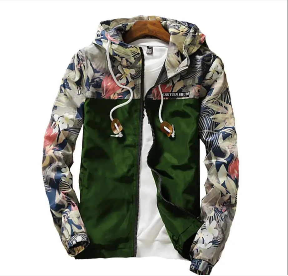 الربيع الخريف إمرأة سترة واقية زائد حجم 5XL سستة مقنعين الأزهار فضفاضة واقية إمرأة سترة الأساسية سترة معطف 201929