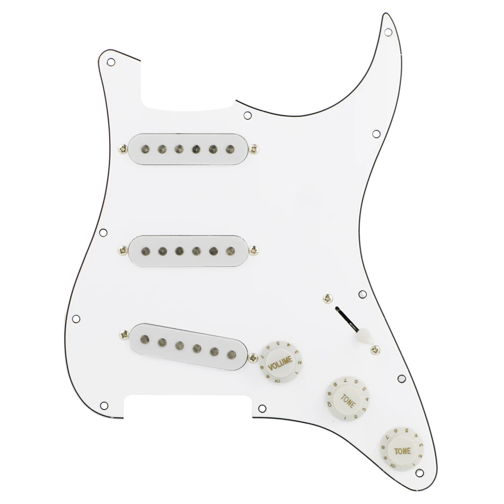 

FLEOR White Electric Guitar 3 Single Coil Loaded Prewired Guitar Pickguard SSS 11 Holes Assembly Set for FD ST
