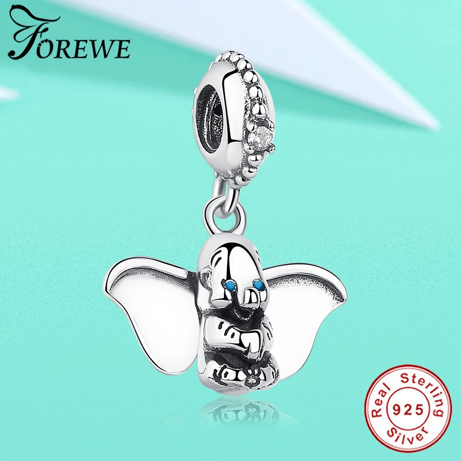 

2019 New 925 Sterling Silver Dumbo Pendant Charm Fit Original Pandora Charm Bracelets Silver 925 Beads DIY Fashion Jewelry