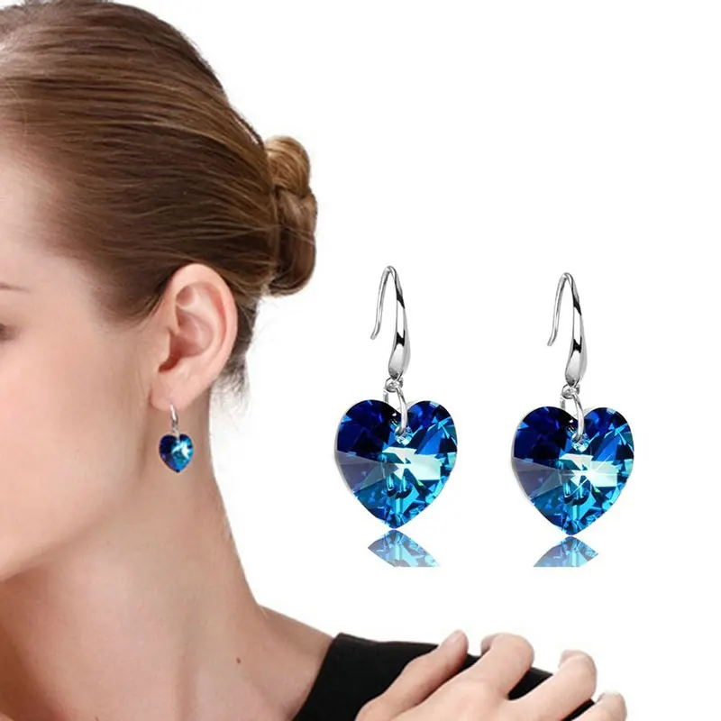 HTB12j2GQpXXXXXdXpXXq6xXFXXX3 - 2019 Austria Crystal Silver Plated Earrings Blue Heart of Ocean Shaped Earring for Birthday Gift for Women pendientes mujer moda