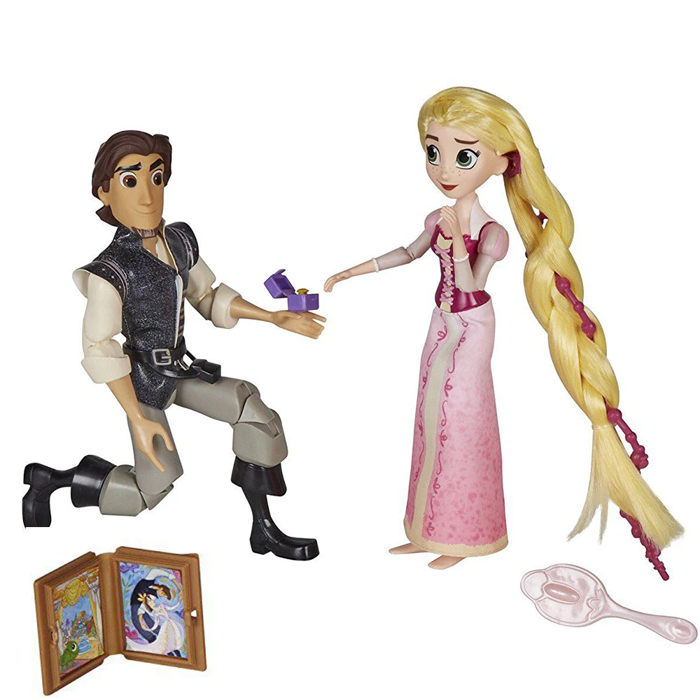 

2-in-1 Jimusuhutu Tangled Princess and Prince Dolls with Comb Commemorative Book Ring Box and Hair Accessories for Rapunzel Doll