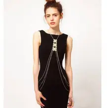 Comercio al por mayor de estilo Europeo del verano bikini sexy bodychains cadena del vientre joyería geométrica aleación stick mujeres de cadena larga collar de colar
