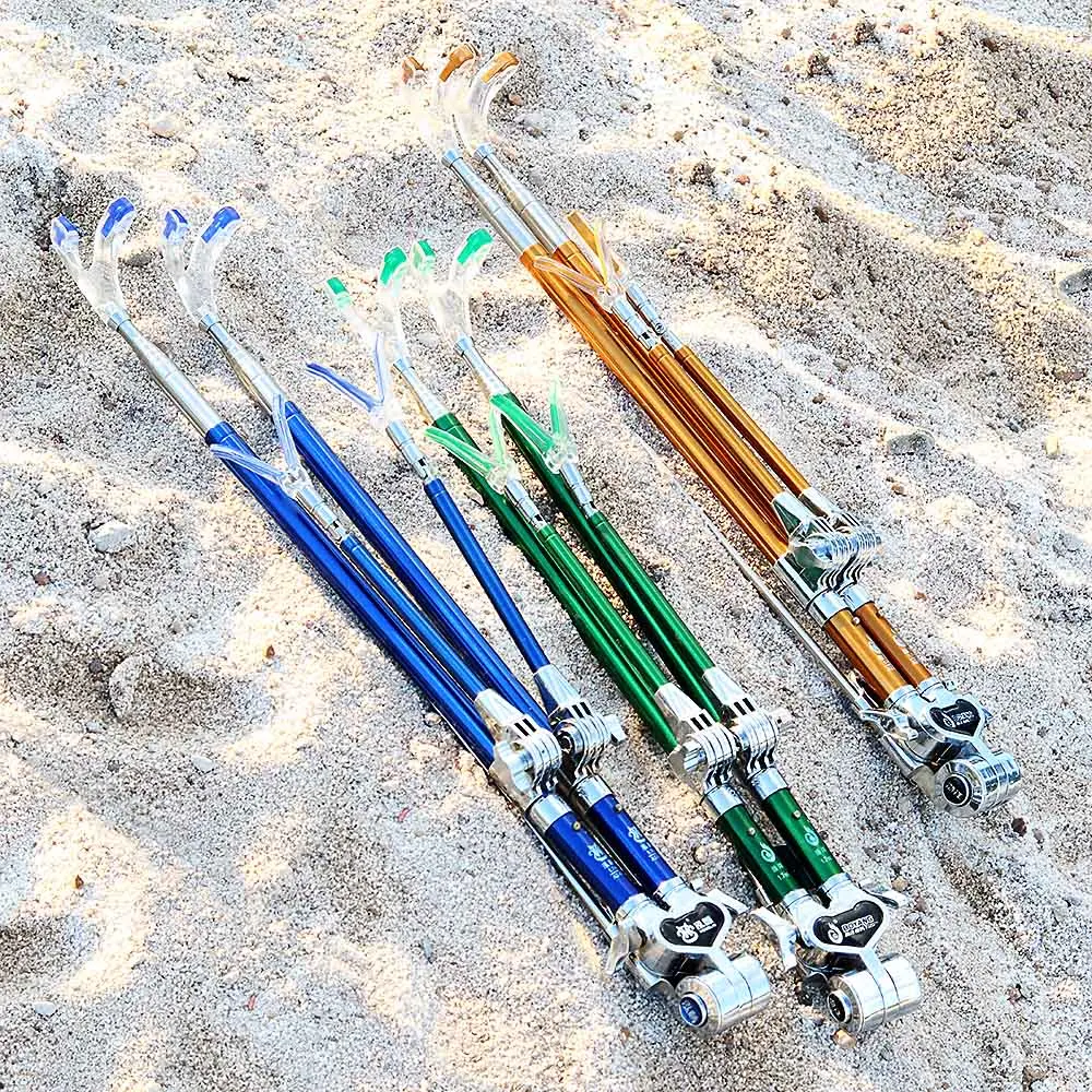 Two heads 1.7-2.1M Telescopic fishing Rod Holder Outdoor fold Adjustable Bracket made Stainless Steel Fishing Tackle