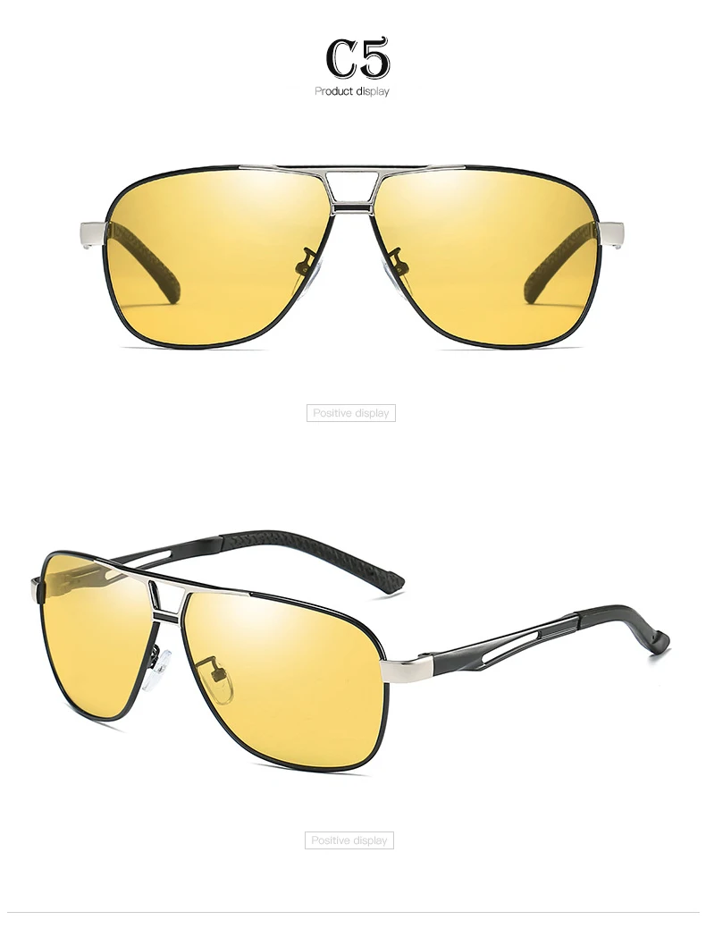Фотохромные солнцезащитные очки для мужчин, ретро очки из алюминиево-магниевого сплава, поляризационные авиационные очки ночного видения для мужчин, очки-хамелеон