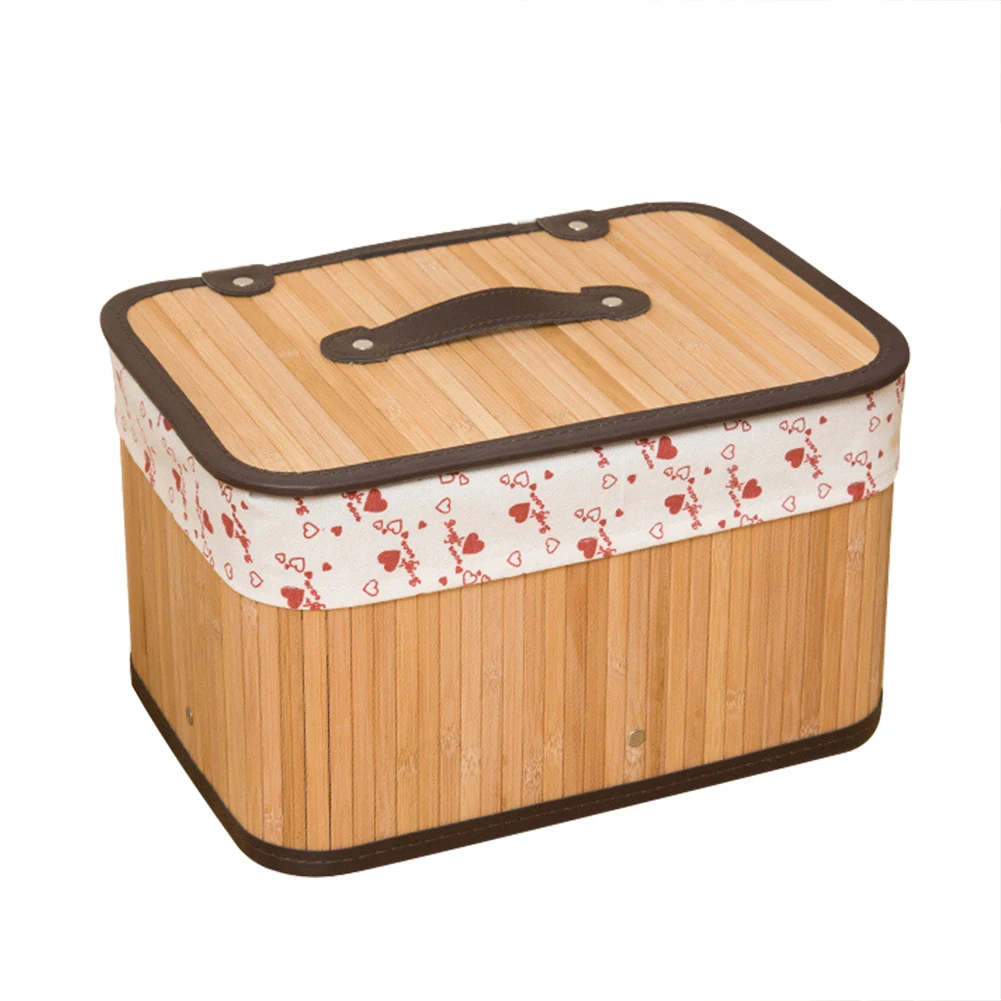 Бамбуковая тканая корзина для белья, натуральная большая покрытая корзина для хранения одежды, переносная домашняя ткань, художественные продукты, игрушки, отделочная коробка