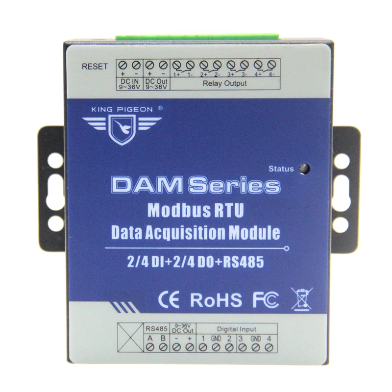 Регистрирующий модуль 2 реле Выход Modbus RTU дистанционного модуль ввода-вывода RS485 DAM104