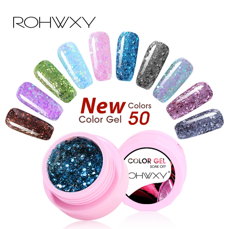 

ROHWXY Gel Nail Polish Set Shiny Platinum Nails Art For Manicure 5ml Glitter Soak Off UV Gel Nail Art Lacquer
