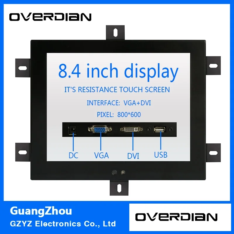 

8.4/8"Industrial Control Monitoring Machines Resistive Touch Screen VGA/USB/DVI interface Metal Shell Embedded Lcd Monitor