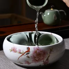 Большой чай мыть чайный набор кунг-фу Ручка мыть керамические аксессуары чайная церемония шесть джентльменов Ноль с водой бассейна дафодил цветочный горшок