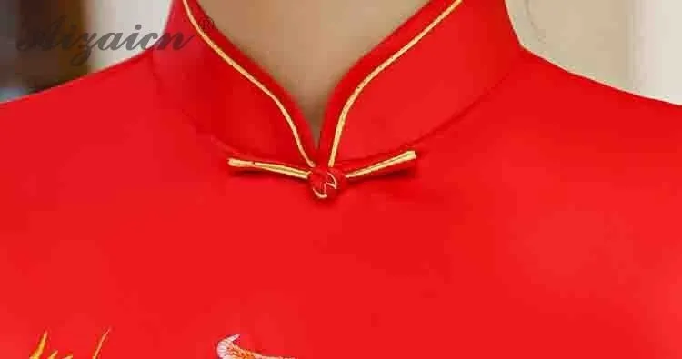 Китайское современное Cheongsam Красное Атласное Платье Qipao короткие традиционные китайские Qi Pao восточные платья Летняя женская Роба в восточном стиле