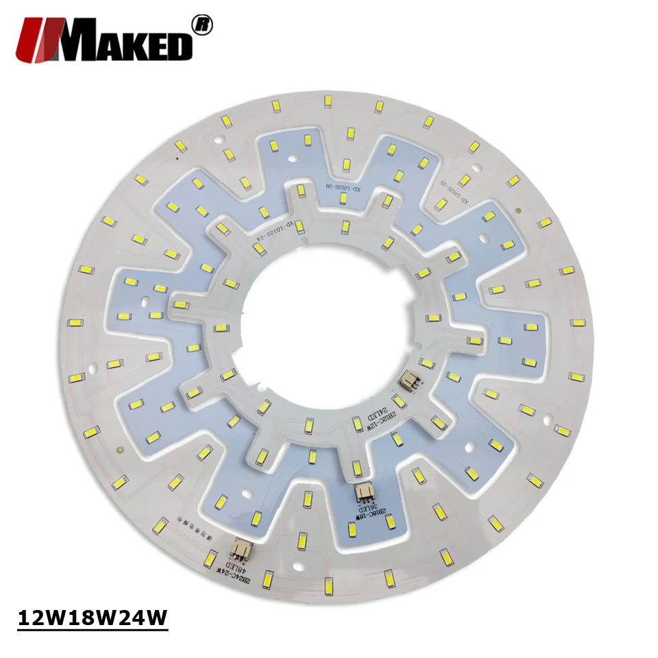 UMAKED SMD5730 LED PCB 12W 18W 24W Round Light Ceiling Light Replace Tube Light Retrofit Aluminum Lamp Plate For Ceiling light