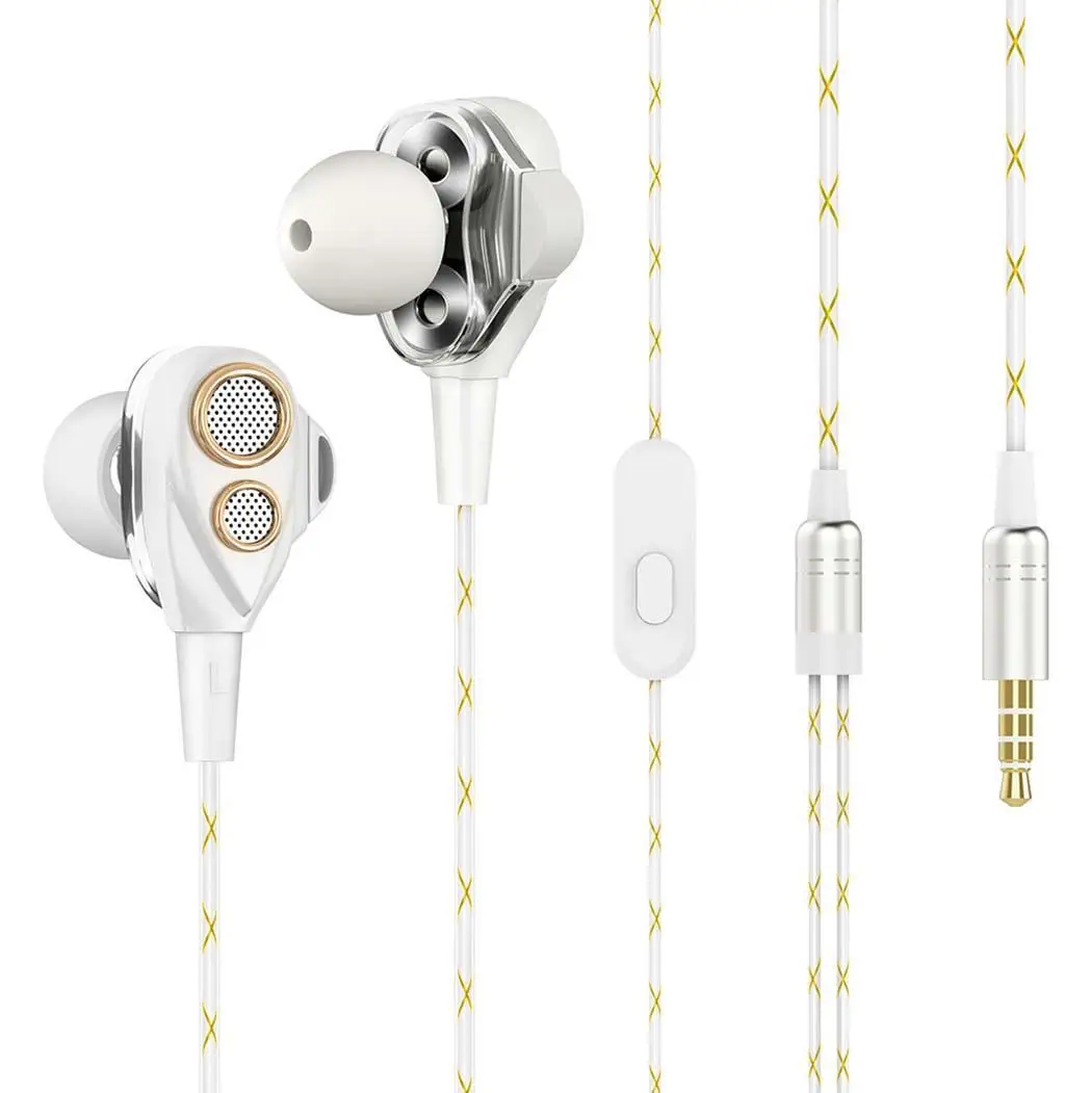 

Four Speakers 6D Surround Headphones Wired Earphone Dual-core Unit Stereo In-Ear Earphones With Microphone Computer Earbuds