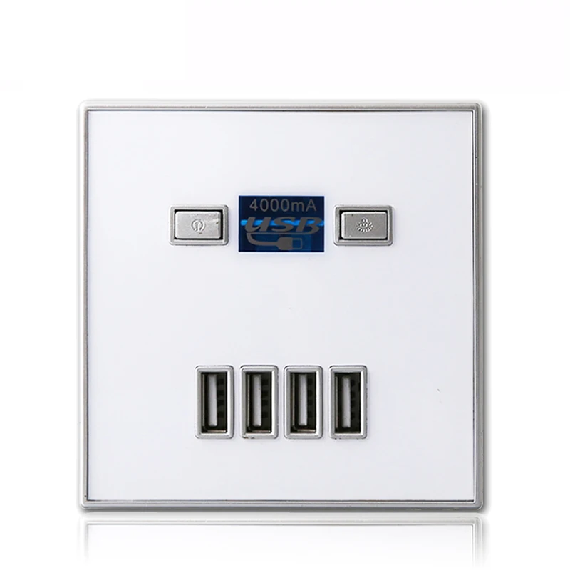 

New Arrival High Quality 4-PORT quick charger home use wall socket Power USB Electrical Outlet 86*86mm 4000MA