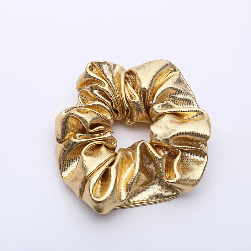 

PU Hair Scrunchies Black Gold Scrunchie Women Elastic Hair Bands Girl Headwear Rubber Hair Ties Ponytail Holder Hair Accessories