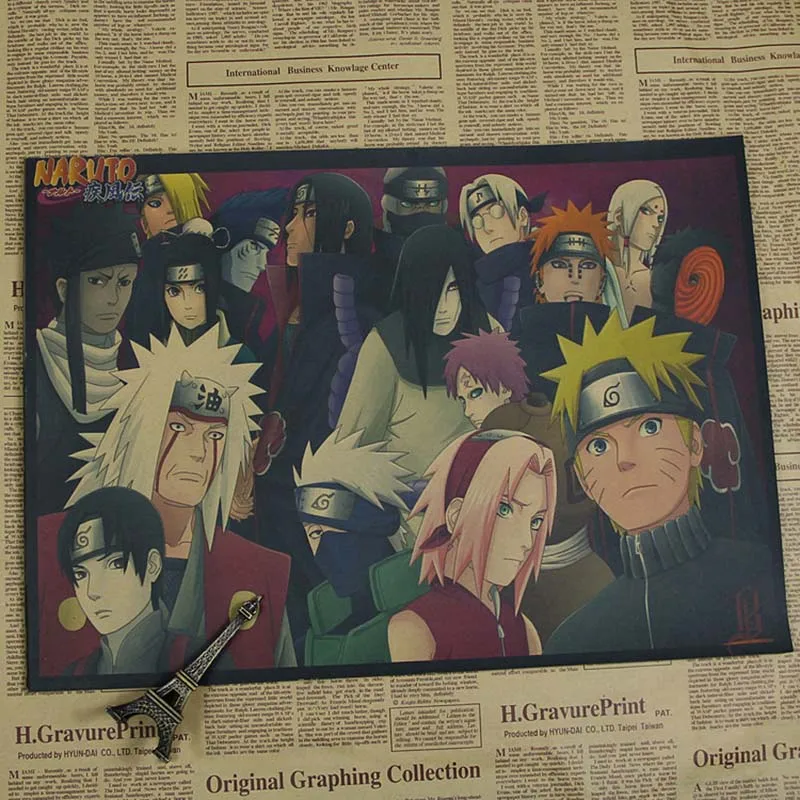 Уютный момент аниме Uzumaki Naruto постер Naruto Uzumaki Naruto/Итачи Учиха/Akatsuki Винтаж плакат из крафт-бумаги, ручной стержень, для кафе, для домашнего декора QT442 - Цвет: Многоцветный