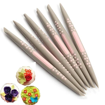 

TTLIFE 6pcs/set Silicone Fondant Cake Decorating Flower Modelling Pen Sugarcraft Flower Modelling Tools Cake Sculpture Clay Mold