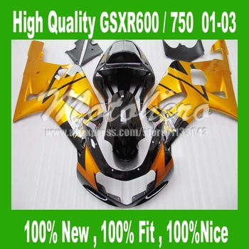 

Gold balck fairings for SUZUKI GSXR600 GSXR750 K1 01 02 03 GSXR 600 750 2001 2002 2003 ABS fairings #771H GSXR600 750 01 02 03
