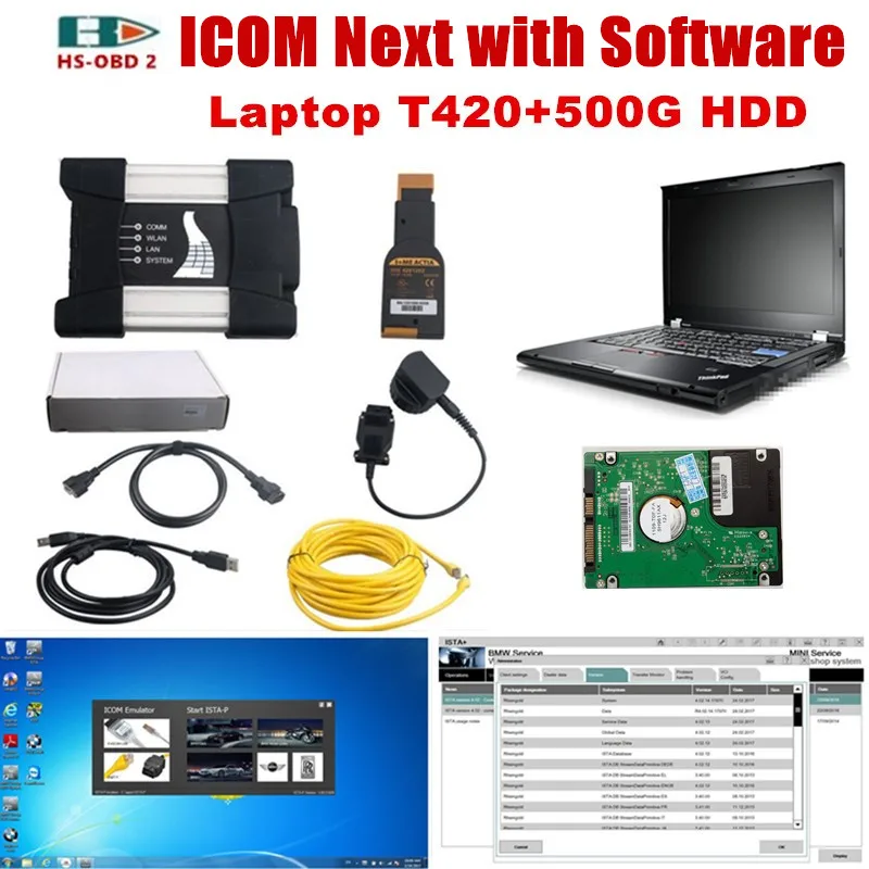 

2019 A+++quality car diagnostics tool icom next A+B+C+Software HDD+I5/4G laptop T420 auto diagnostic scanner profesional